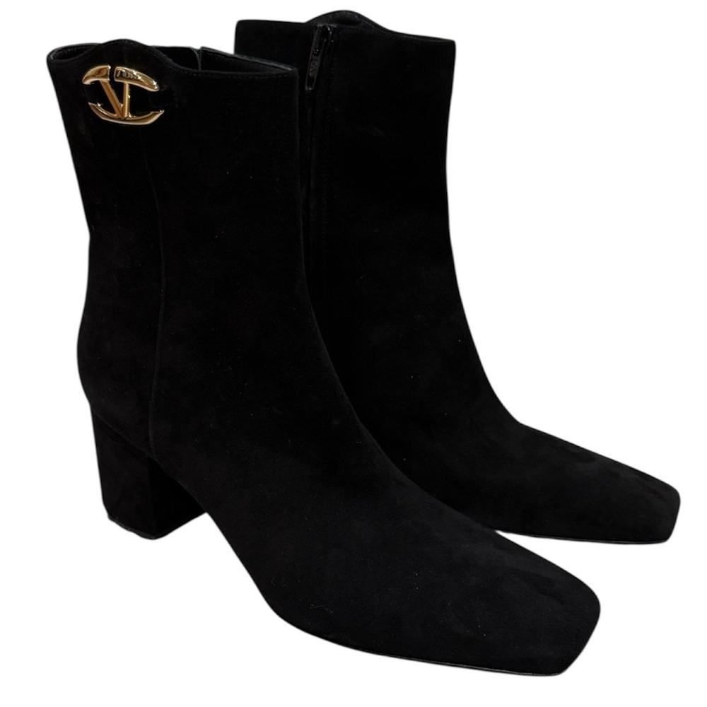 New Valentino Garavani Vlogo Bold 70 Embellished Suede Ankle Boots 38.5 US 8.5
